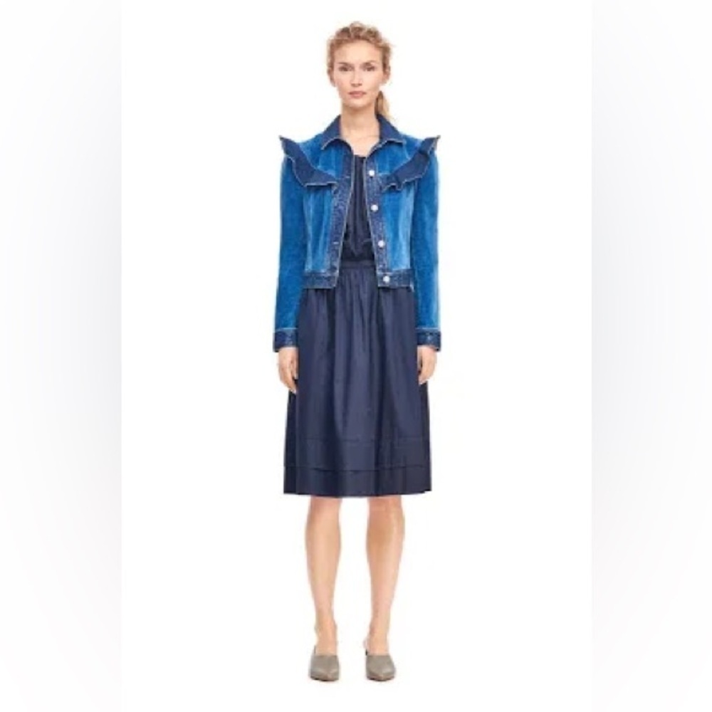 La Vie Rebecca Taylor Velvet Denim Ruffle Jacket Women’s Size Medium $375